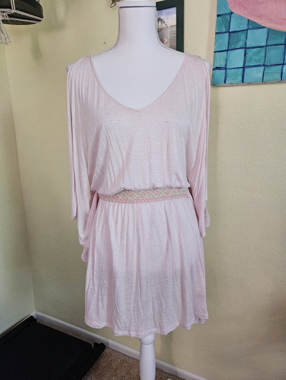 Free People Ballet Pink Scoop Neck Tee Dress Sz M